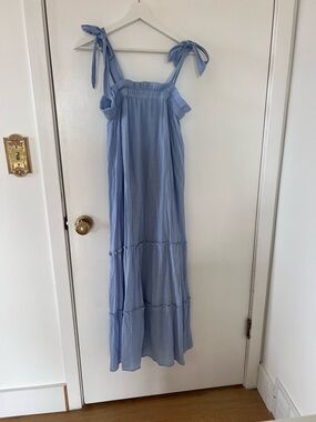Light Blue Tie-Shoulder Maxi Dress